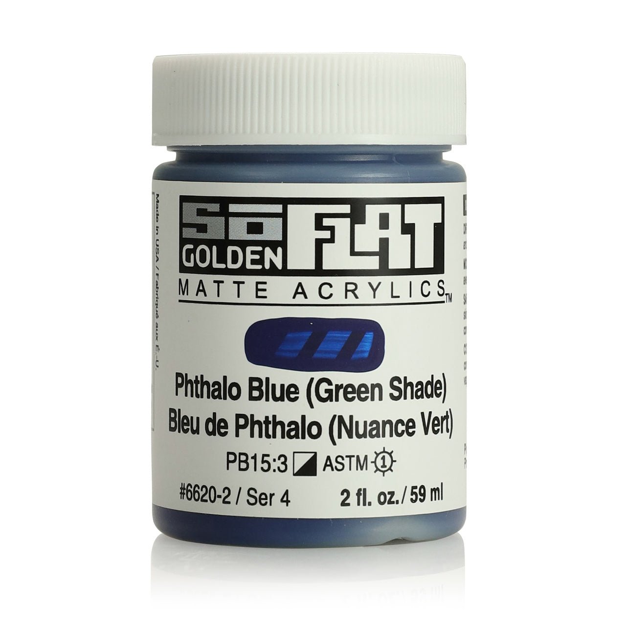 Golden SoFlat Matte Acrylic Paint - Phthalo Blue (Green Shade) 2 oz jar - merriartist.com