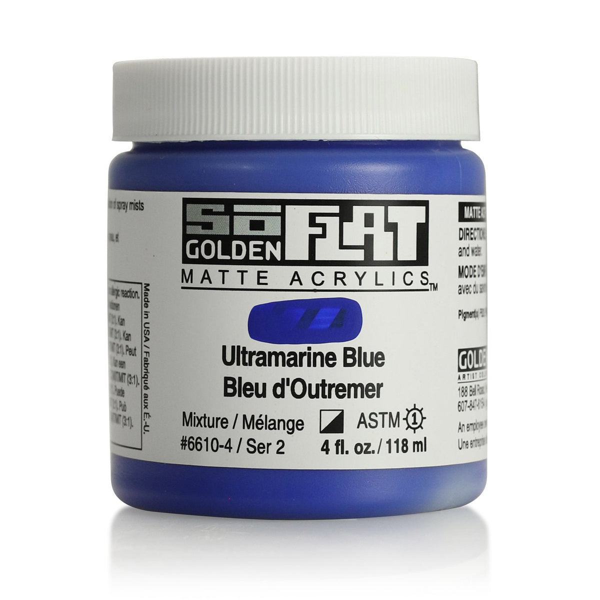 Golden SoFlat Matte Acrylic Paint - Ultramarine Blue 4 oz jar - merriartist.com