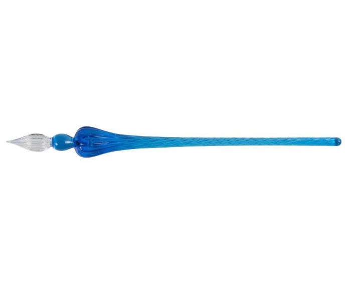 #H214/13 Herbin Round Glass Pen Spiral Body "Blue" - merriartist.com