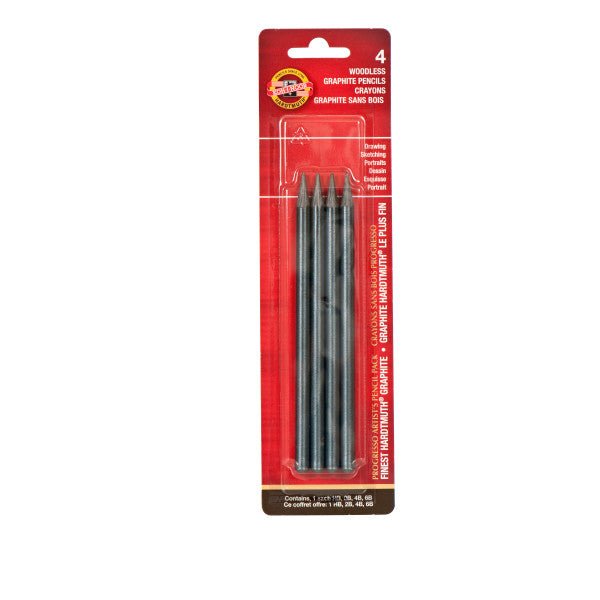 Koh-I-Noor Progresso Woodless Graphite Pencil Set of 4 (HB, 2B, 4B, 6B) - The Merri Artist - merriartist.com