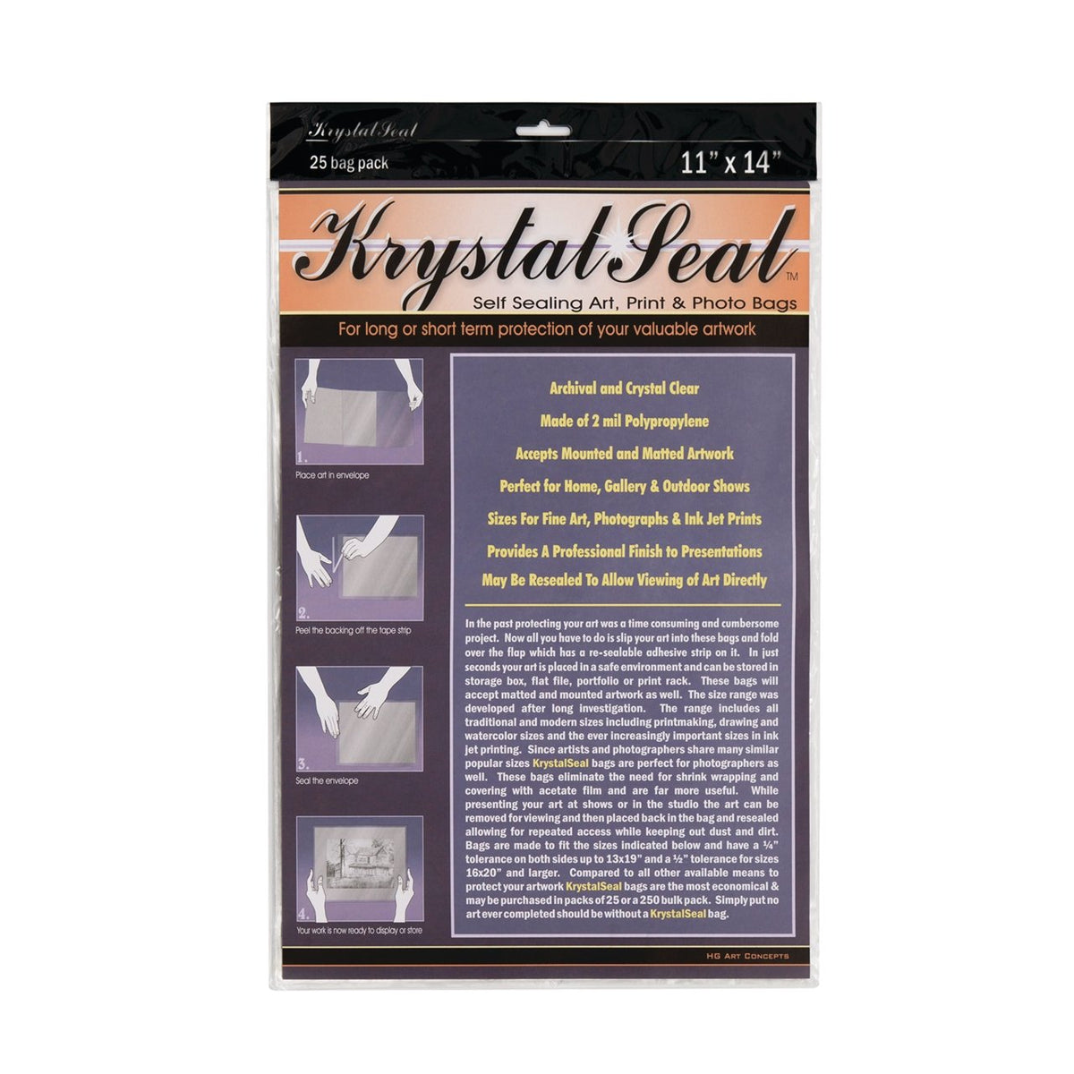 Krystal Seal Bags 11 x 14 - package of 25 - merriartist.com