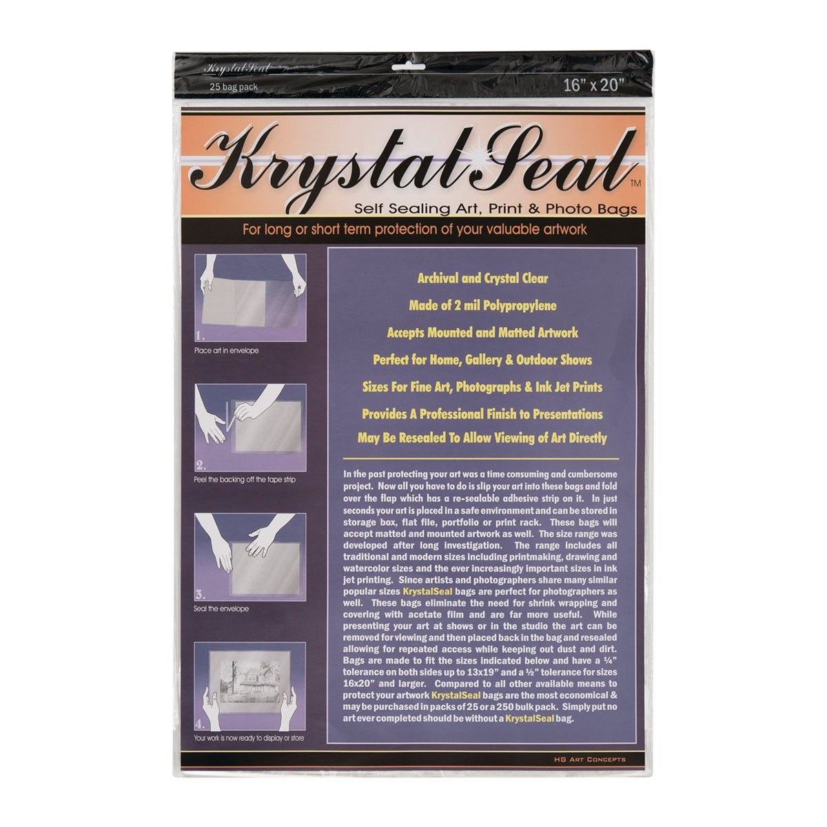 Krystal Seal Bags 16 x 20 - package of 25 - merriartist.com