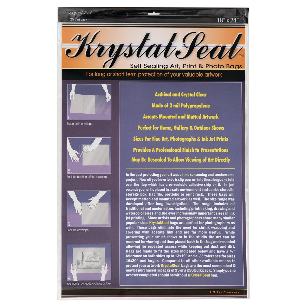 Krystal Seal Bags 18 x 24 - package of 25 - merriartist.com