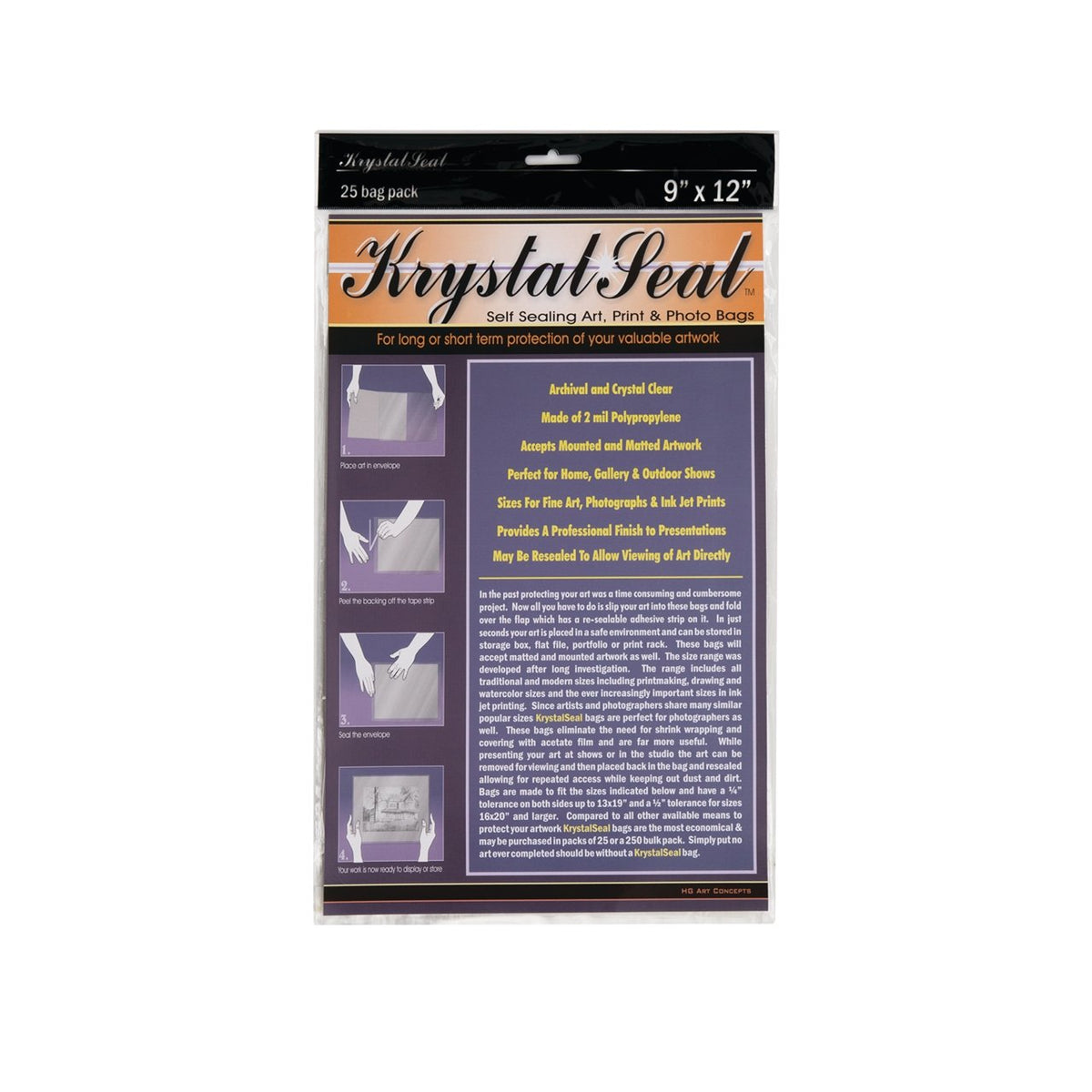 Krystal Seal Bags 9 X 12 - package of 25 - merriartist.com