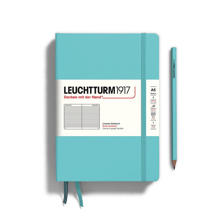 Leuchtturm1917 Hardcover Notebook - Aquamarine - Medium 5.75 x 8.25 inch (A5) - 251 pages - ruled - merriartist.com