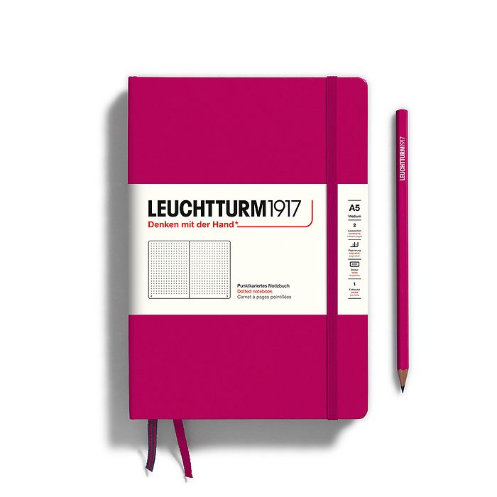 Leuchtturm1917 Hardcover Notebook - Berry - Medium 5.75 x 8.25 inch (A5) - 251 pages - dotted - merriartist.com