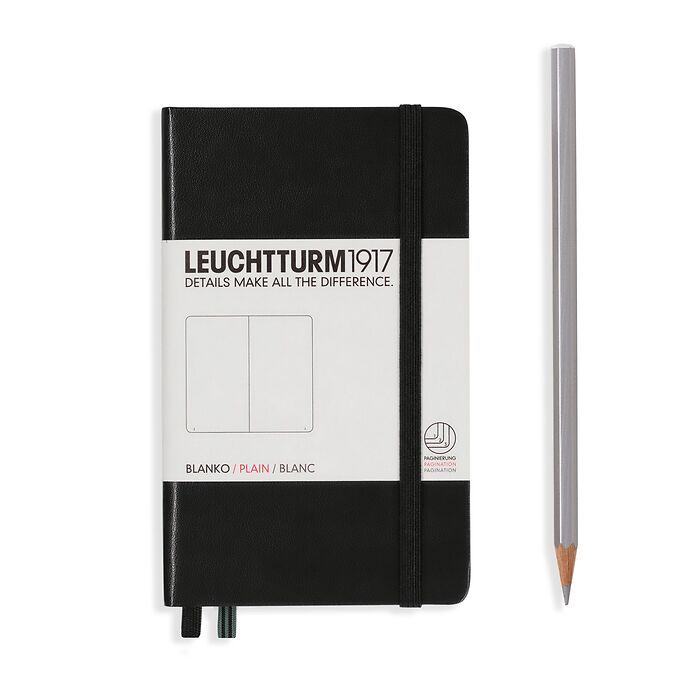 Leuchtturm1917 Hardcover Notebook - Black - Pocket 3.5 x 6 in (A6) - 187 pages - plain - merriartist.com