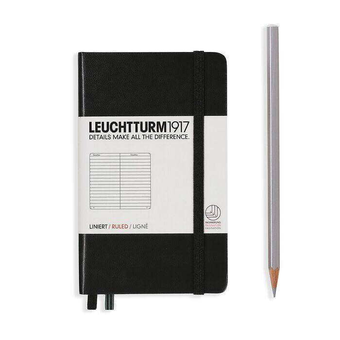 Leuchtturm1917 Hardcover Notebook - Black - Pocket 3.5 x 6 in (A6) - 187 pages - ruled - merriartist.com