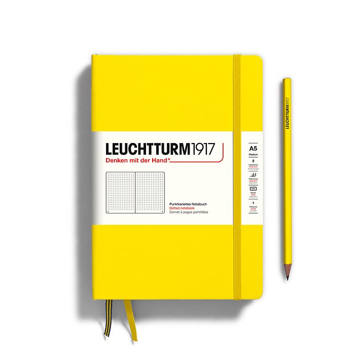 Leuchtturm1917 Hardcover Notebook - Lemon - Medium 5.75 x 8.25 inch (A5) - 251 pages - dotted - merriartist.com