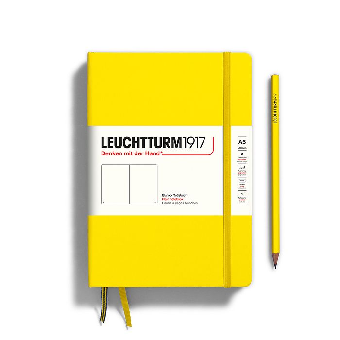 Leuchtturm1917 Hardcover Notebook - Lemon - Medium 5.75 x 8.25 inch (A5) - 251 pages - plain - merriartist.com