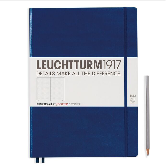 Leuchtturm1917 Hardcover Notebook - Navy - Master Slim 8.75 x 12.5 inch (A4+) - 123 pages - dotted - merriartist.com