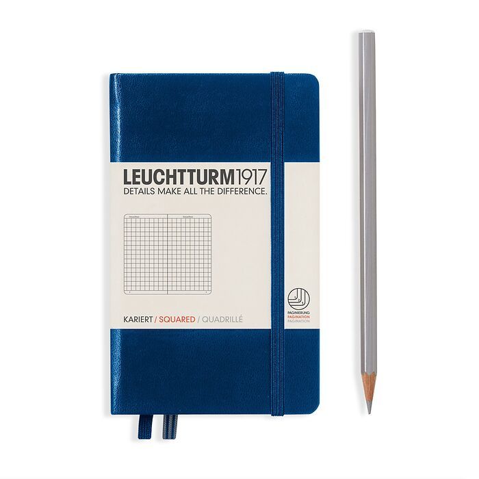 Leuchtturm1917 Hardcover Notebook - Navy - Pocket 3.5 x 6 in (A6) - 187 pages - squared - merriartist.com