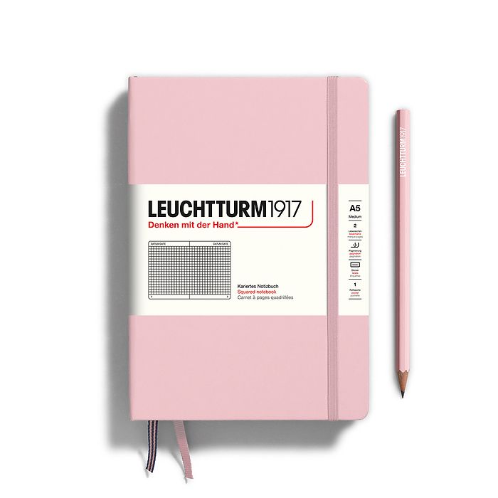Leuchtturm1917 Hardcover Notebook - Powder - Medium 5.75 x 8.25 inch (A5) - 251 pages - squared - merriartist.com