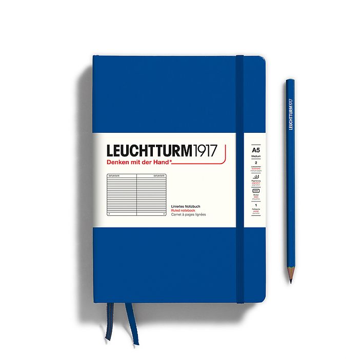 Leuchtturm1917 Hardcover Notebook - Royal Blue - Medium 5.75 x 8.25 inch (A5) - 251 pages - ruled - merriartist.com