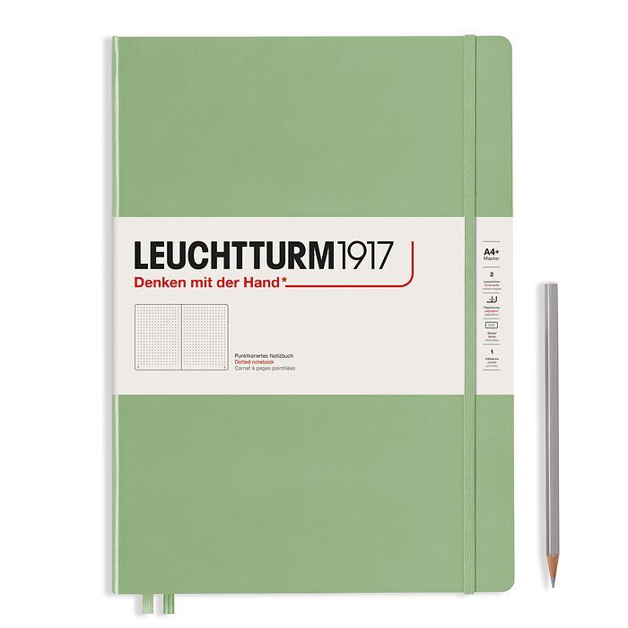 Leuchtturm1917 Hardcover Notebook - Sage - Master Slim 8.75 x 12.5 inch (A4+) - 123 pages - dotted - merriartist.com