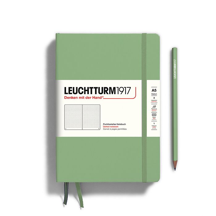 Leuchtturm1917 Hardcover Notebook - Sage - Medium 5.75 x 8.25 inch (A5) - 251 pages - dotted - merriartist.com