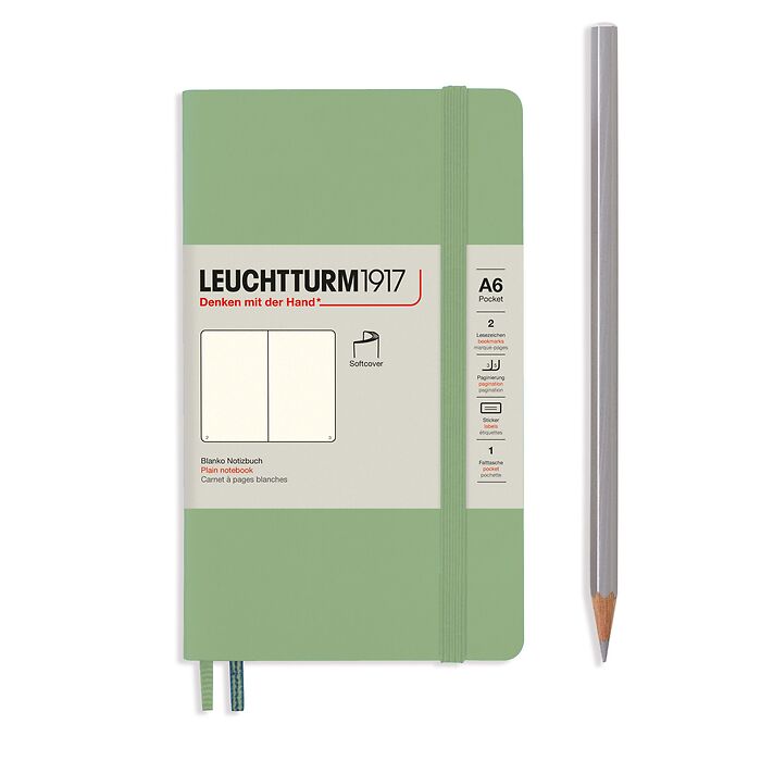 Leuchtturm1917 Hardcover Notebook - Sage - Pocket 3.5 x 6 in (A6) - 187 pages - plain - merriartist.com