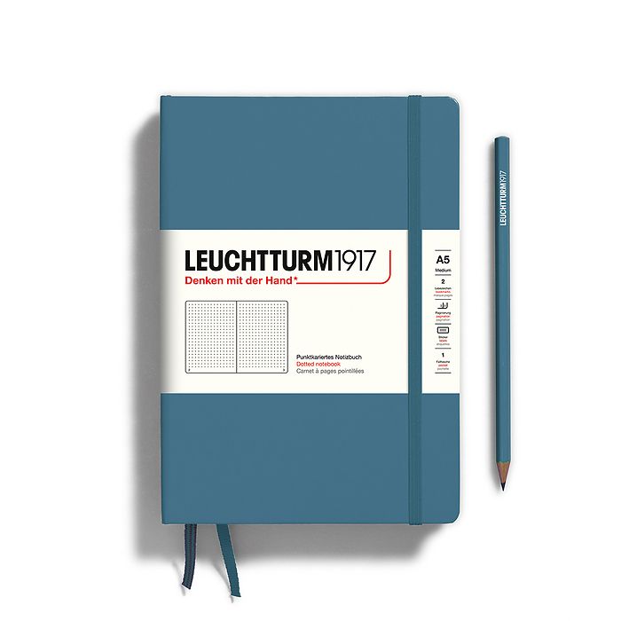Leuchtturm1917 Hardcover Notebook - Stone Blue - Medium 5.75 x 8.25 inch (A5) - 251 pages - dotted - merriartist.com
