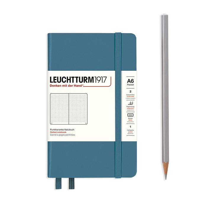 Leuchtturm1917 Hardcover Notebook - Stone Blue - Pocket 3.5 x 6 in (A6) - 187 pages - dotted - merriartist.com