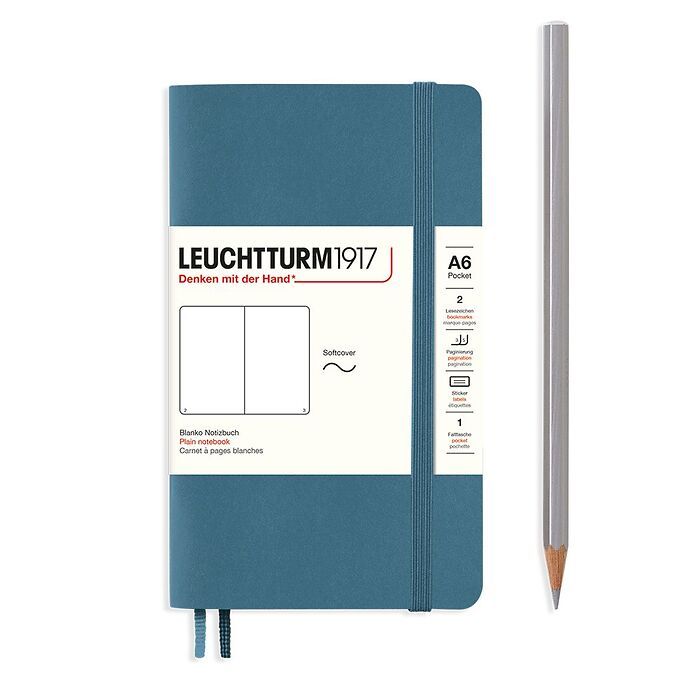Leuchtturm1917 Hardcover Notebook - Stone Blue - Pocket 3.5 x 6 in (A6) - 187 pages - plain - merriartist.com