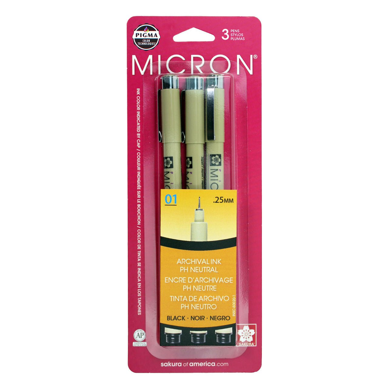 Micron Pen .25MM Black, pack of 3 - merriartist.com