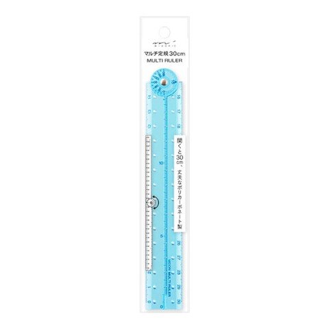 Midori clear folding ruler 30 cm - Blue - merriartist.com