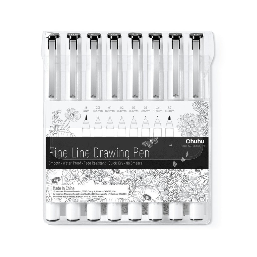Uni Emott Fine Liner Drawing & Writing Pen Set of 10 Assorted