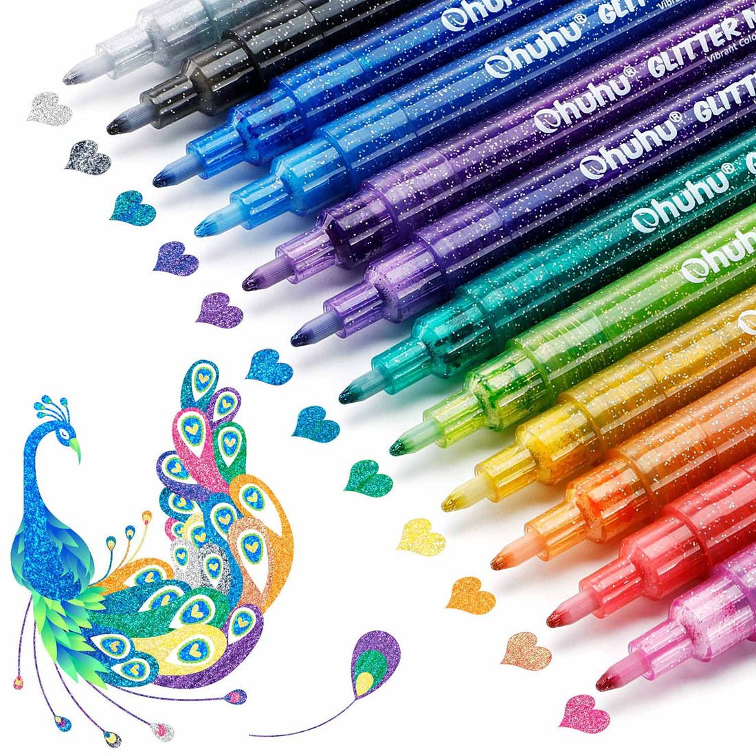 Ohuhu Glitter Metallic Marker Pens - 12 Color Set - The Merri Artist - merriartist.com