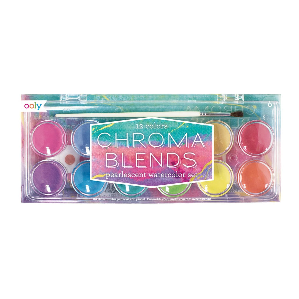 Ooly Chroma Blends Watercolor 12-Color Pearlescent Set with Brush - merriartist.com