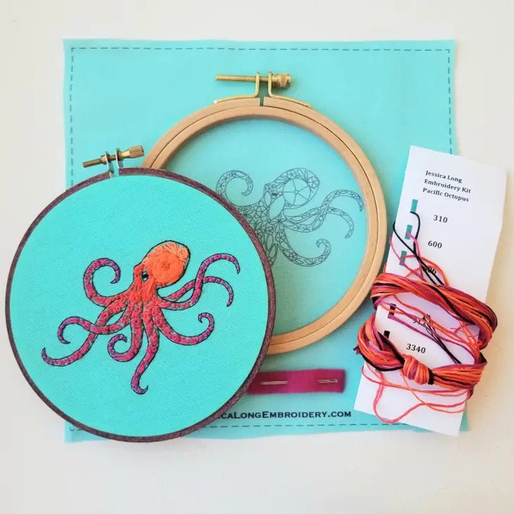 Pacific Octopus Embroidery Kit - merriartist.com