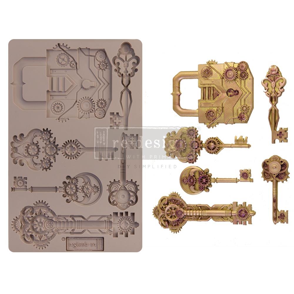 Re-Design Silicone Mold 5 inch X 8 inch X .32 inch - Mechanical Lock & Keys - merriartist.com