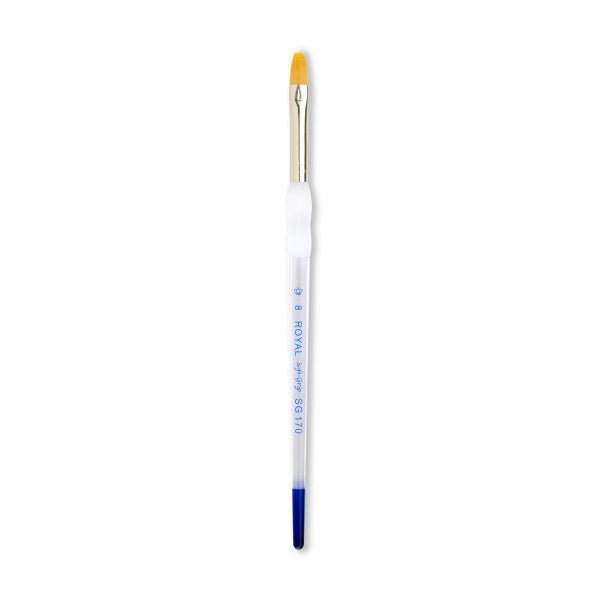 Royal Brush Soft-Grip Golden Taklon Brush, Filbert, 8 - The Merri Artist - merriartist.com