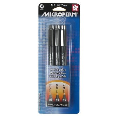 Sakura Microperm Pen Set, 3-Pens, Black - merriartist.com