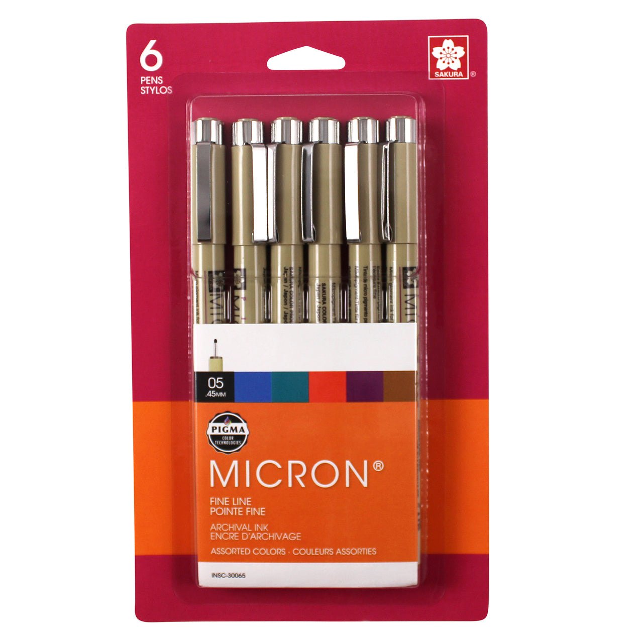 Sakura Pigma Micron Set 05 (.45mm) Assorted Colors - 6 Pen Set - merriartist.com