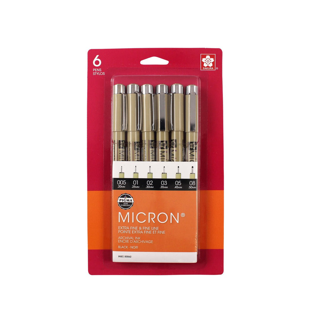 Sakura® Pigma® Micron® Pens (6-Pack)