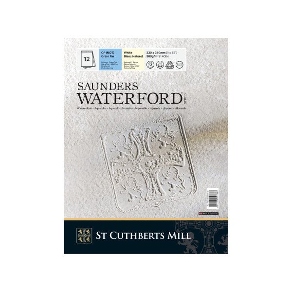Saunders Waterford Cold Press Watercolor Pad 140 lb. (300gsm), 12 Sheets- 9" x 12" inch - merriartist.com