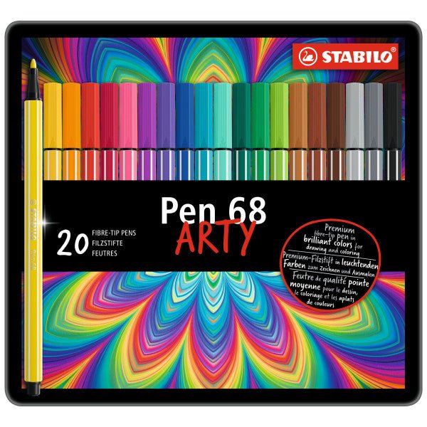 Premium Felt Tip Pen - STABILO Pen 68 - Wallet of 20 - Assorted Colors