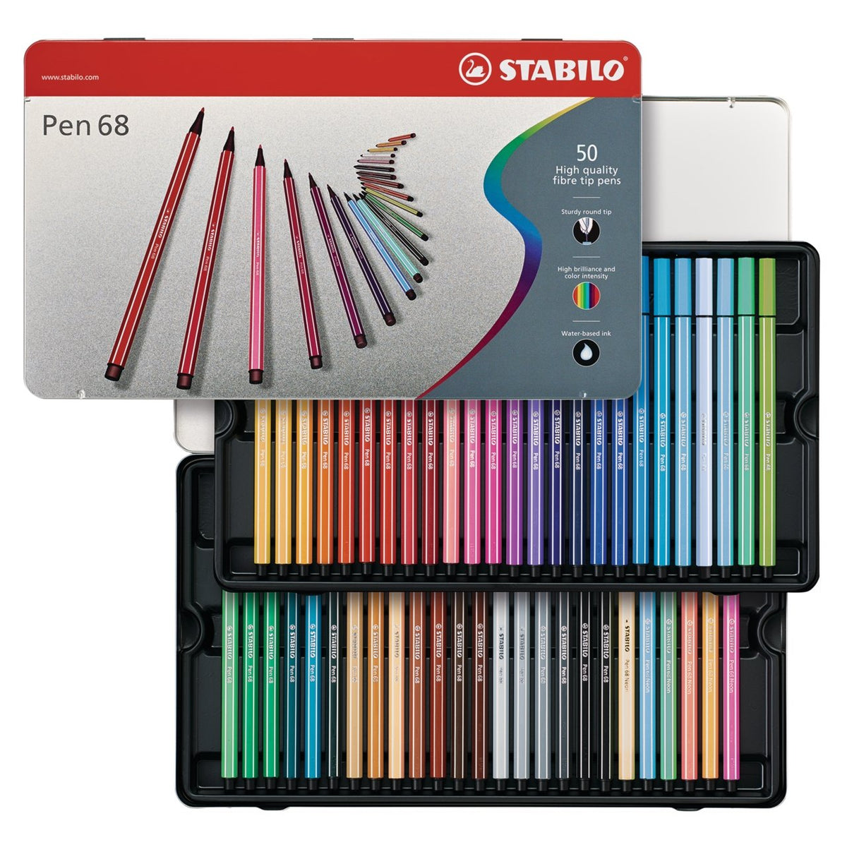 Feutres Stabilo Pen 68 - 50 couleurs assorties - Scrapmalin