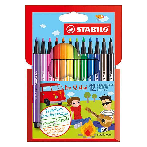 Stabilo Pen 68 Marker Set Wallet Set of 12 (Mini) - merriartist.com