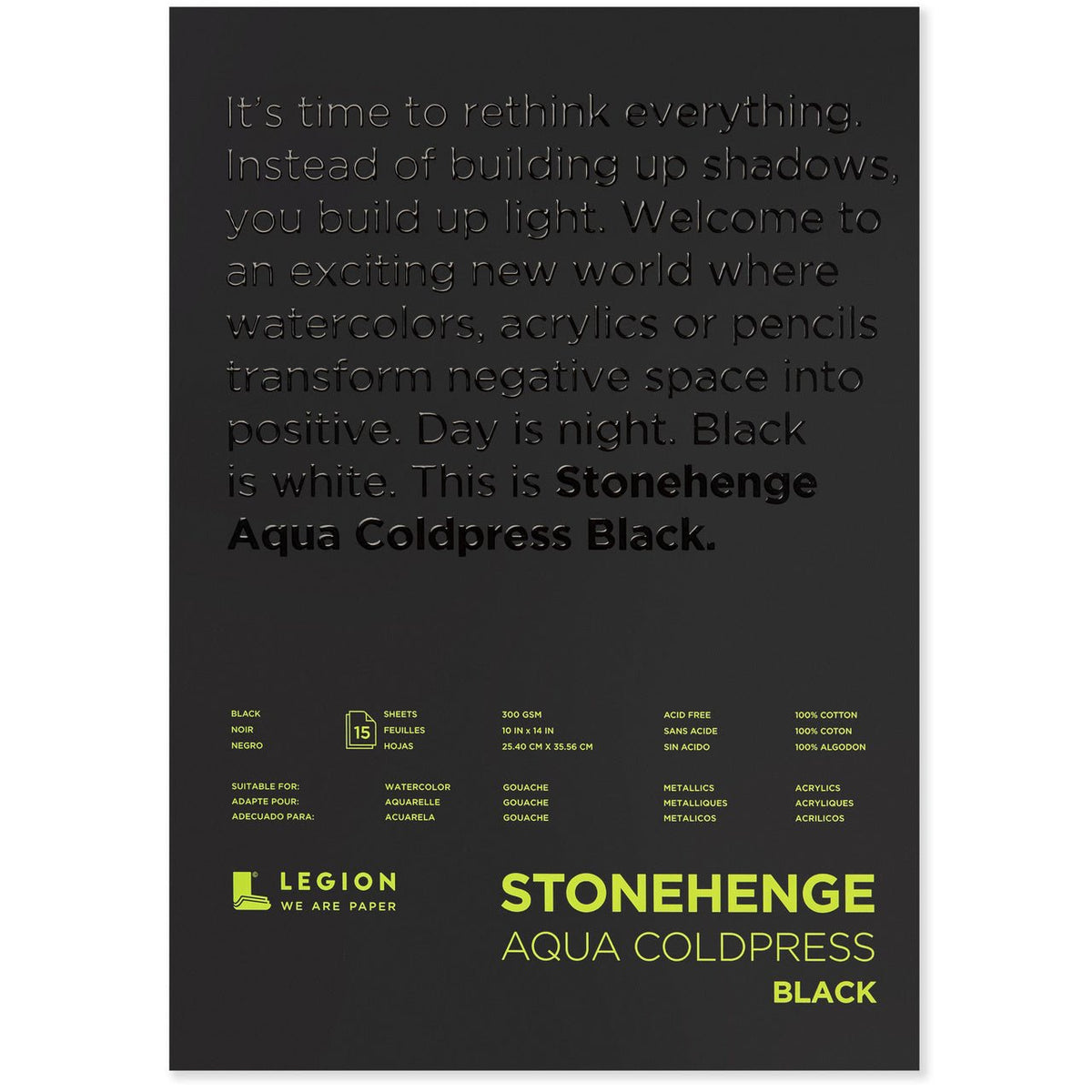 Stonehenge Aqua 140 lb. Coldpress Black - 10x14 inch 15 Sheet Pad - merriartist.com