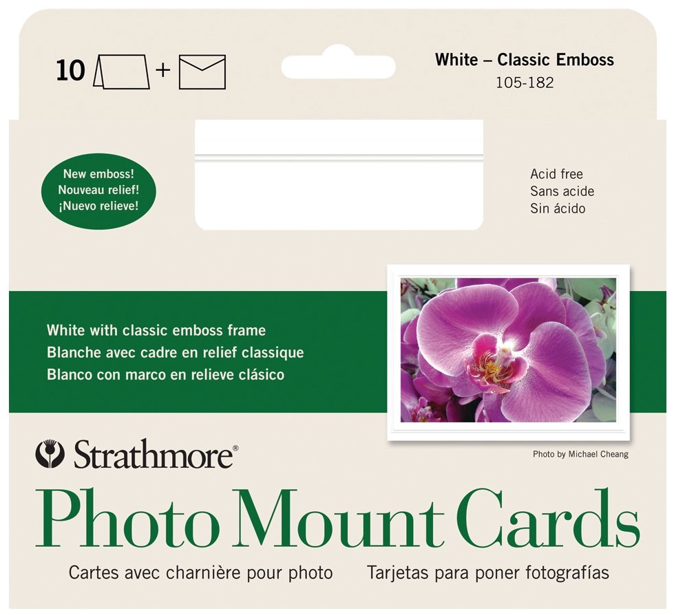 Strahmore Photo Mount Cards with Envelopes - White Embossed - 10 pack - merriartist.com