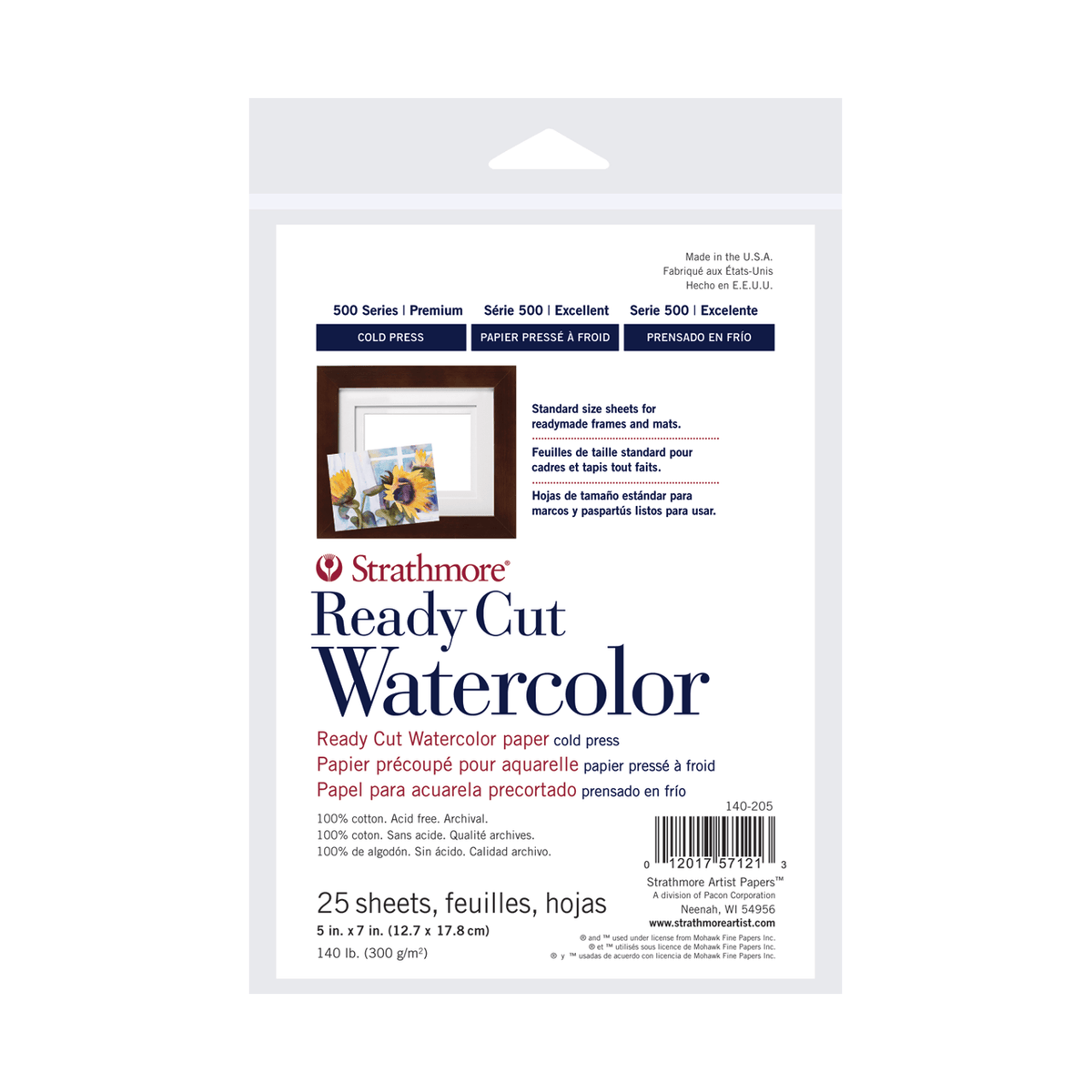 Strathmore 500 Series 140 lb. Cold Press Watercolor Paper - Ready Cut Sheets 5x7 inch - 25 Pack - merriartist.com