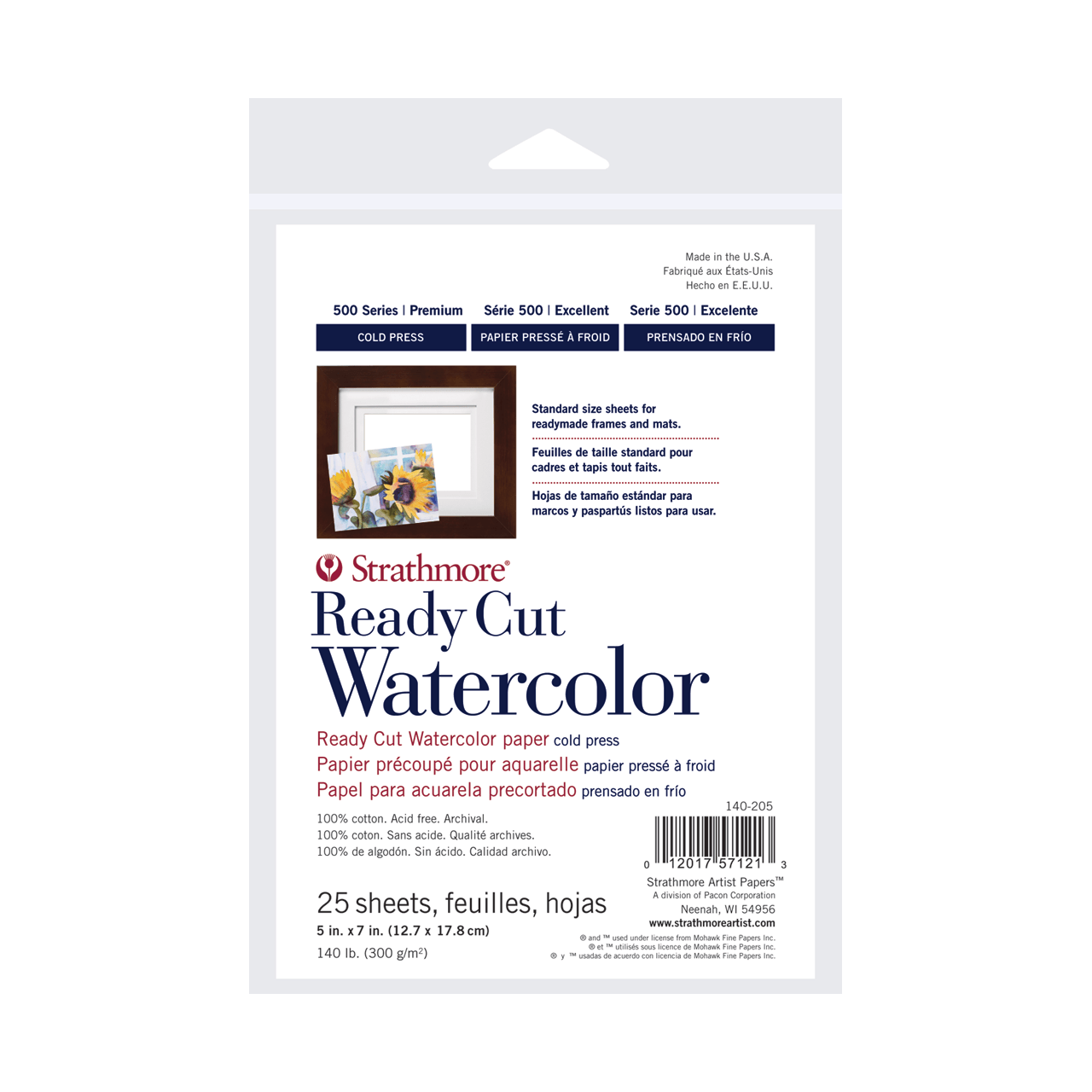 Strathmore 500 Series 140 lb. Cold Press Watercolor Paper - Ready Cut Sheets 5x7 inch - 25 Pack - merriartist.com