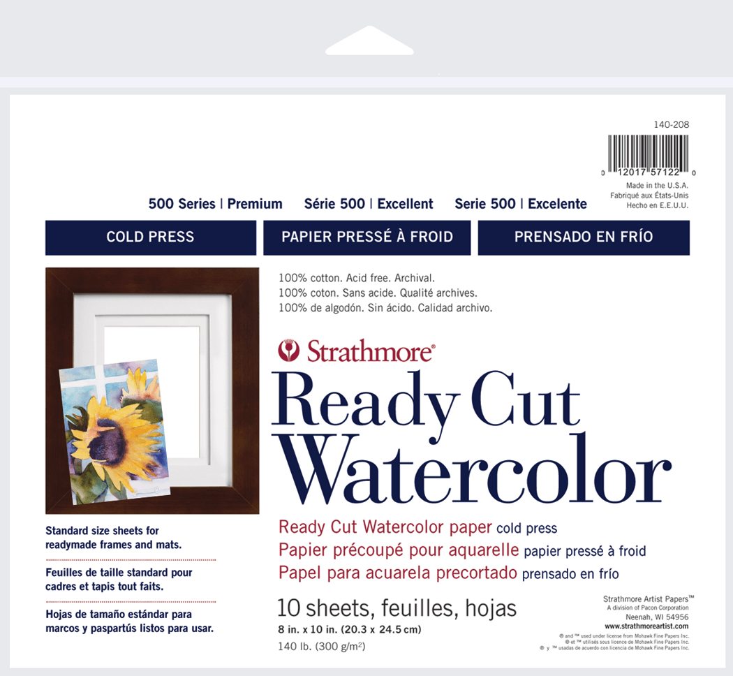 Strathmore 500 Series 140 lb. Cold Press Watercolor Paper - Ready Cut Sheets 8x10 inch - 10 Pack - merriartist.com
