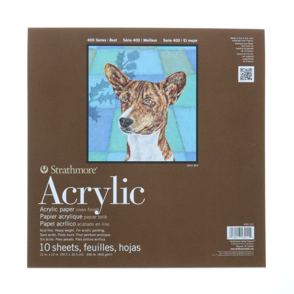 Strathmore Acrylic Paper Pad, 400 Series, Tape-Bound, 10 Sheets, 12" x 12" - merriartist.com