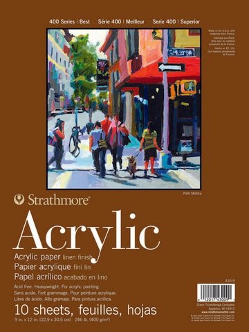 Strathmore Acrylic Paper Pad, 400 Series, Tape-Bound, 10 Sheets, 9" x 12" - merriartist.com
