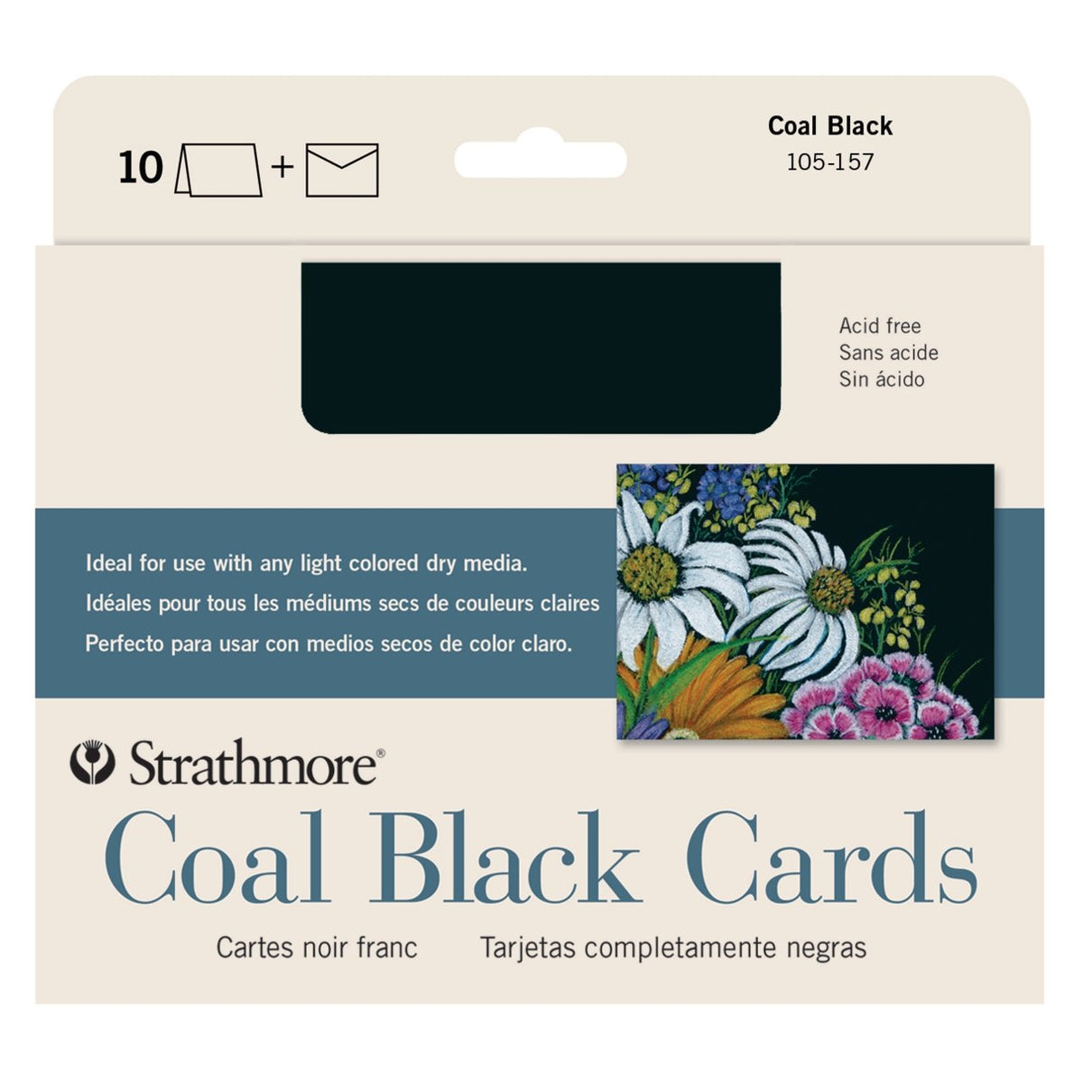 Strathmore Coal Black Cards with Envelopes 5x6.875 inch 10 Pack - merriartist.com