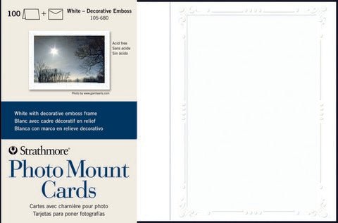 Strathmore Photo Mount Cards with Envelopes - White Embossed 5x7 inch - 100 pack - merriartist.com