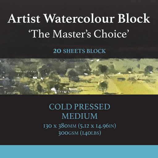 The Masters Choice by Baohong Watercolor Paper Block - 20 Sheets 5.12" x 14.96" - 140 lb Cold Press - merriartist.com