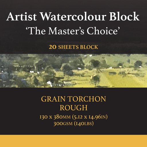 The Masters Choice by Baohong Watercolor Paper Block - 20 sheets 5.12" x 14.96" - 140 lb Rough - merriartist.com